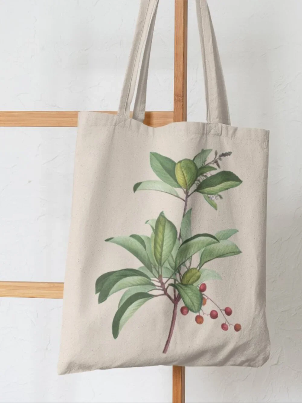 Greek Strawberry Tree Vintage Botanical Print Graphic Canvas Tote Bag